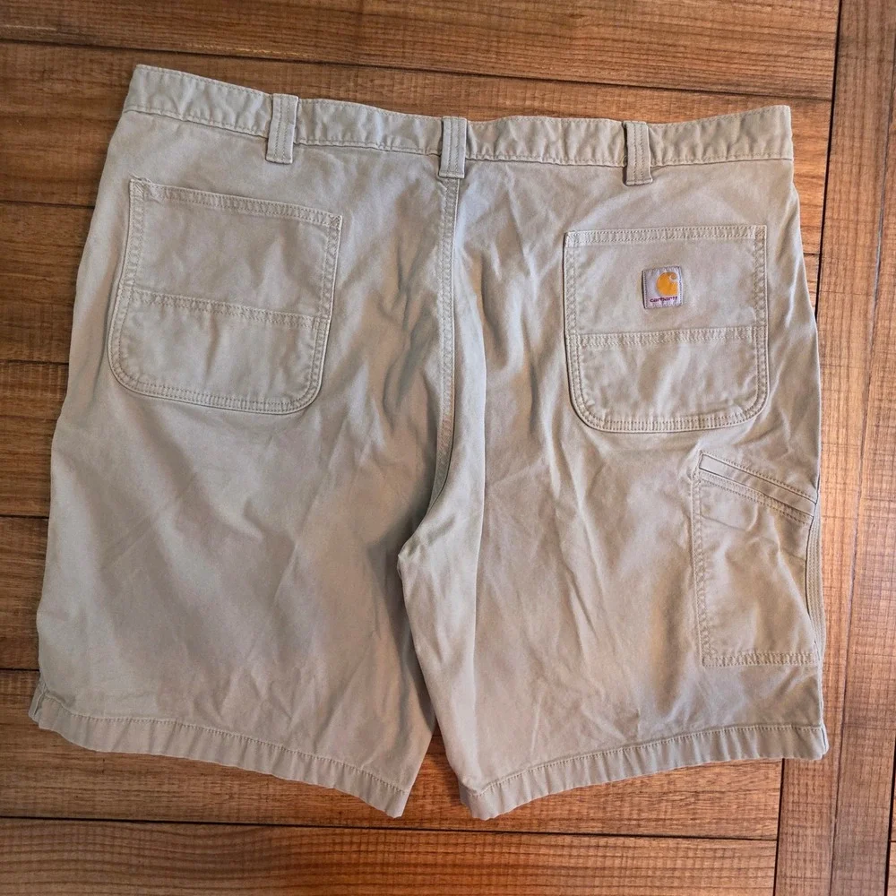 Carhartt Canvas Work Shorts Mens 46 Rugged Flex Relaxed Fit Khaki Tan Streetwear